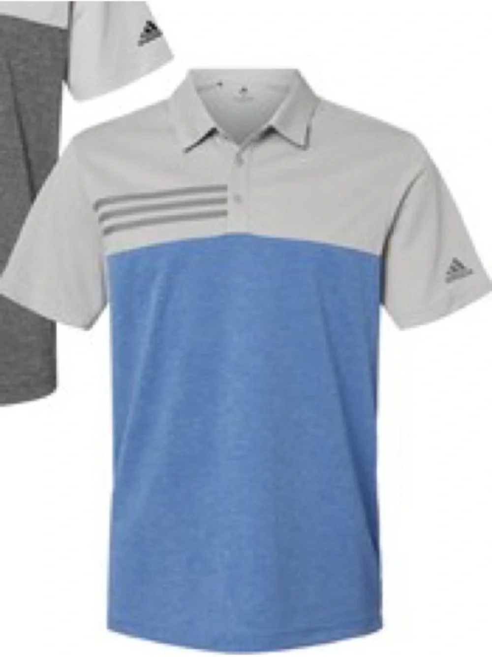 NWT adidas Men's Gray and Blue Colorblock Polo
